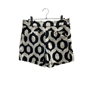 Cartonnier Shorts Women's Size 4 White Black Geometric Cotton Blend